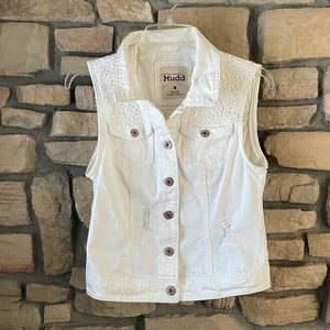Mudd Crop White Denim Vest